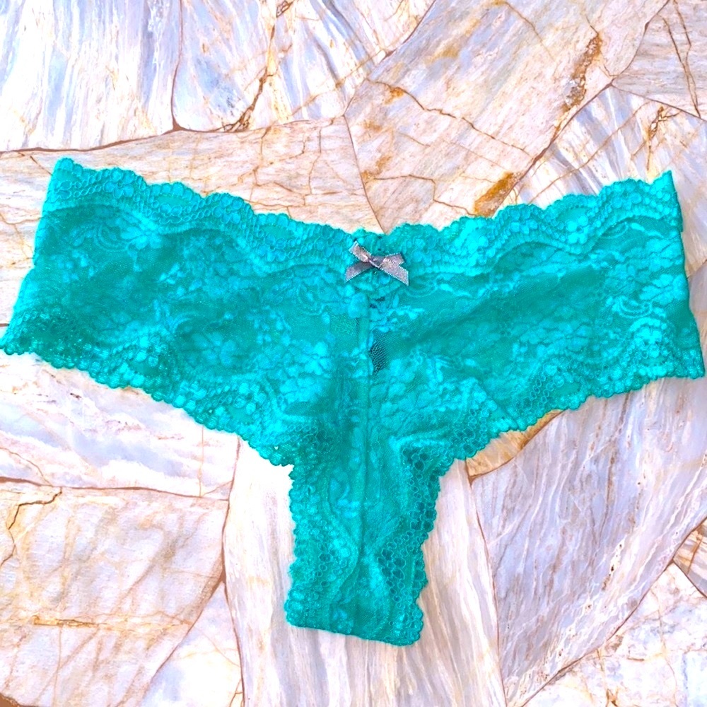 Victoria Secret Very Sexy Lace-up Vintage Cheeky Lace‎ Trim Satin Thong Small